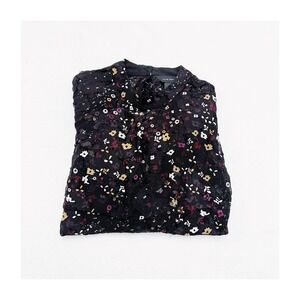 Club Monaco Sheer Flower Printed Top Black Multi SZ S